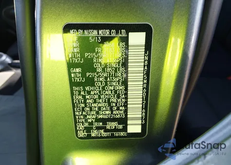 2013 Nissan Juke Nismo/S/Sl/Sv from USA, damaged, VIN JN8AF5MR6DC216873
